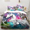 Cartoon Unicorn Pattern Bedding Bedroom Home Decoration Pillowcase Duvet Cover Bed Sheet Set Children's Room Bedding Set Luxury