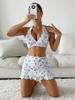 Badeanzug Damen geteilt dreiteilig floral Internetstar Schnürrock ins Bikini