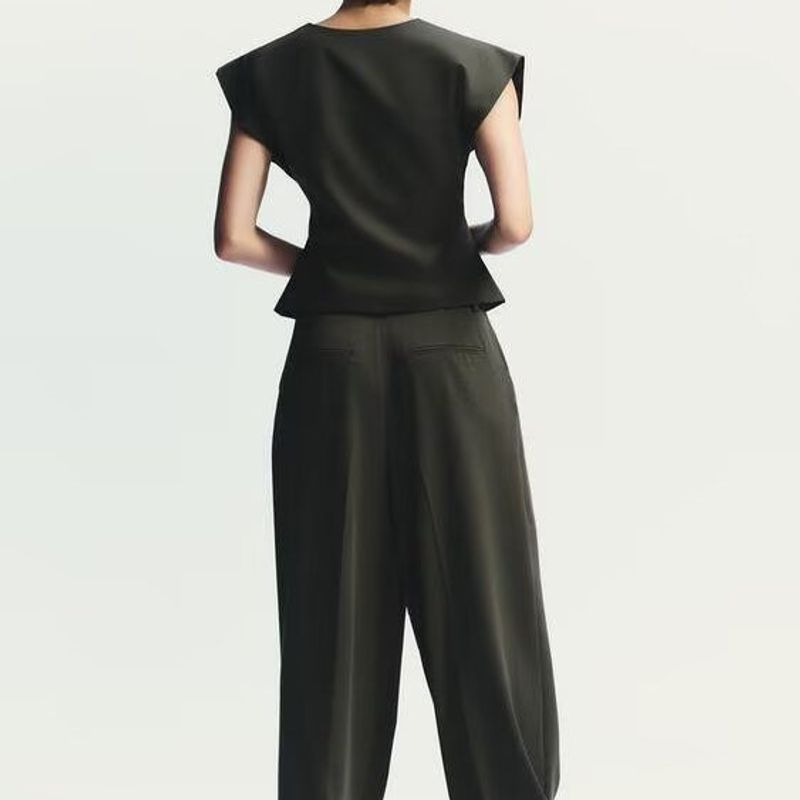 Zbzr Spring New Women clothes Western Style Fashion Thin Stripe Vest Casual Trousers 4749768 4391511