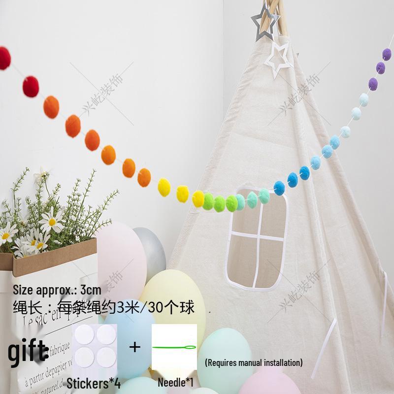 Children’s Room Pompon Bunting Decoration - Birthday Party Tent Backdrop Ornament