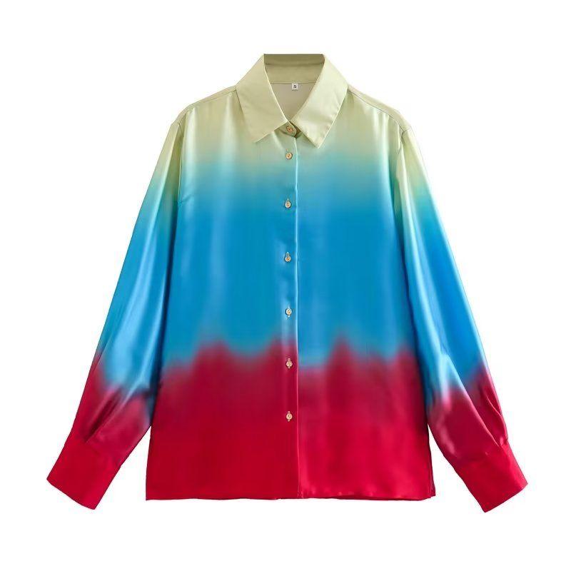 Fashion Style Spring New Arrival Fashion Women's Fashion Clothing Tie-Dyed Print Long Sleeves Lapel Shirt 2633352 330