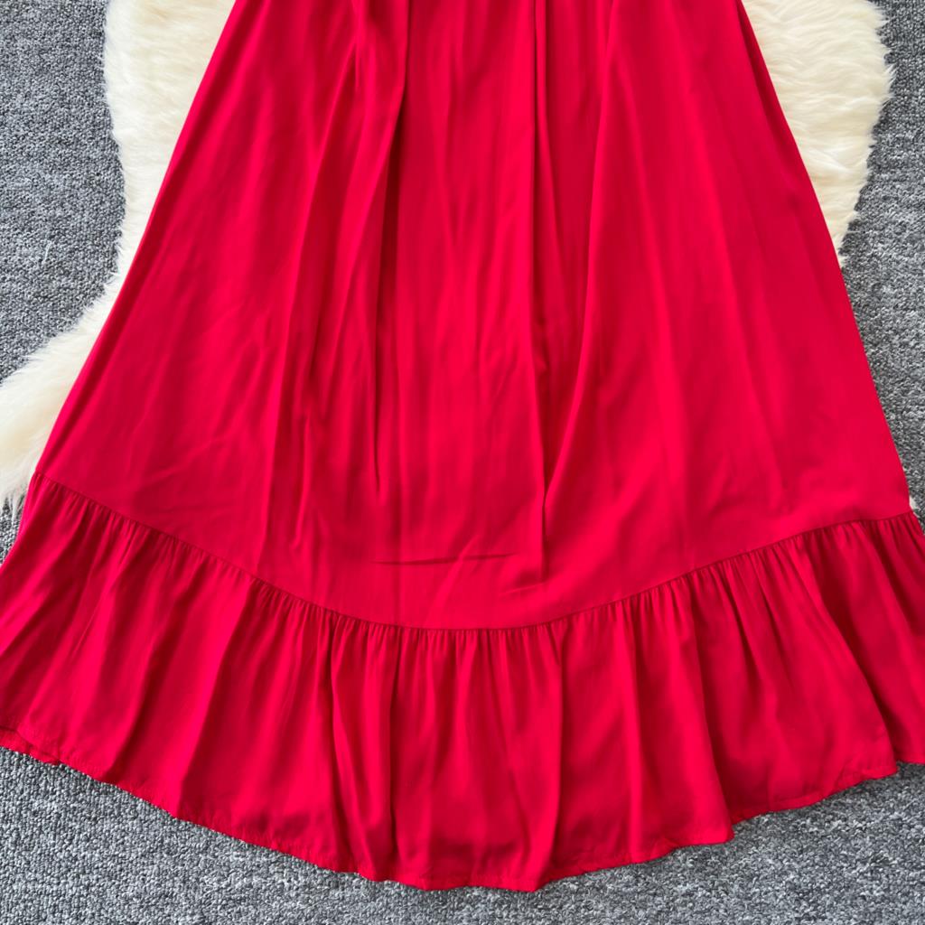 Abito Slim Vintage Ricamato Scollo a V per Donna Paillettes Frange Vocation Spiaggia A-line Abiti Casual Monopezzo Vestido Mujer Nuovo