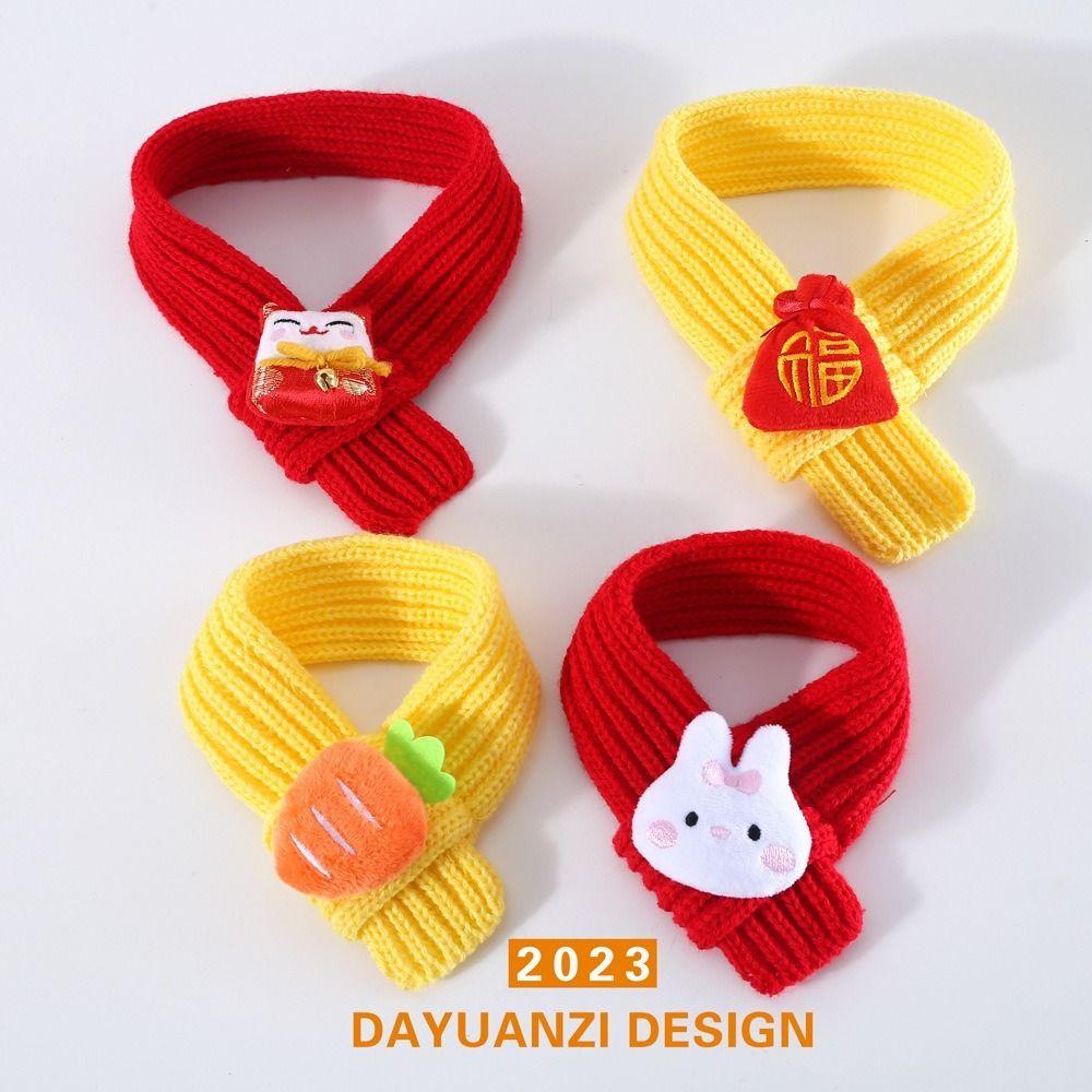 

Acrylic Knitted Scarf Cat Collar Warm New Year Pet Scarf Cat Dog