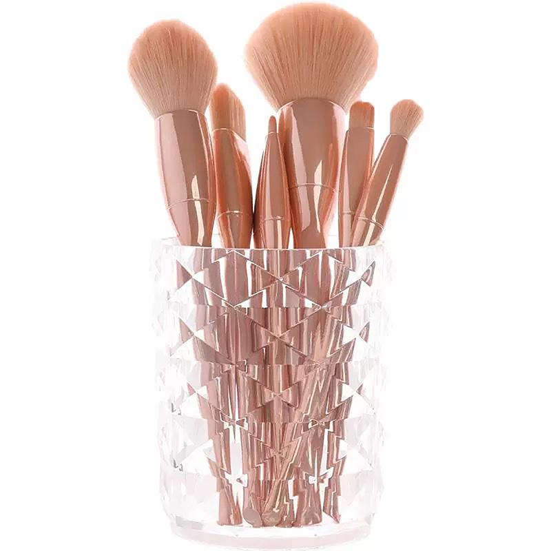 Makeup Brush Storage Transparent Cosmetic Storage Dustproof Bucket Cosmetic Brush Holder Cup Pen Holder For Dressing Table