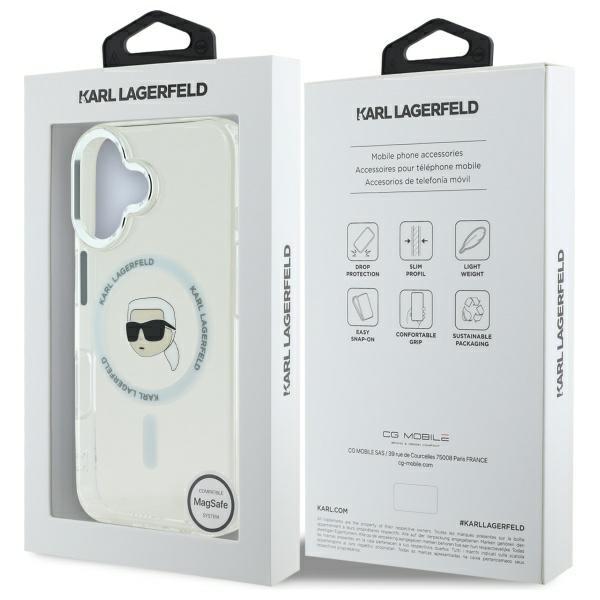 Karl Lagerfeld Klhmp16Shlskih Iphone16 6.1 Biały/White Hardcase Iml Metal Karl Head Magsafe
