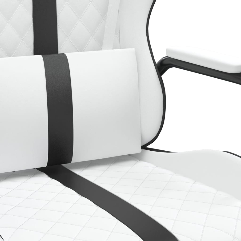 Gaming Chair In White and Black Synthetic Leather