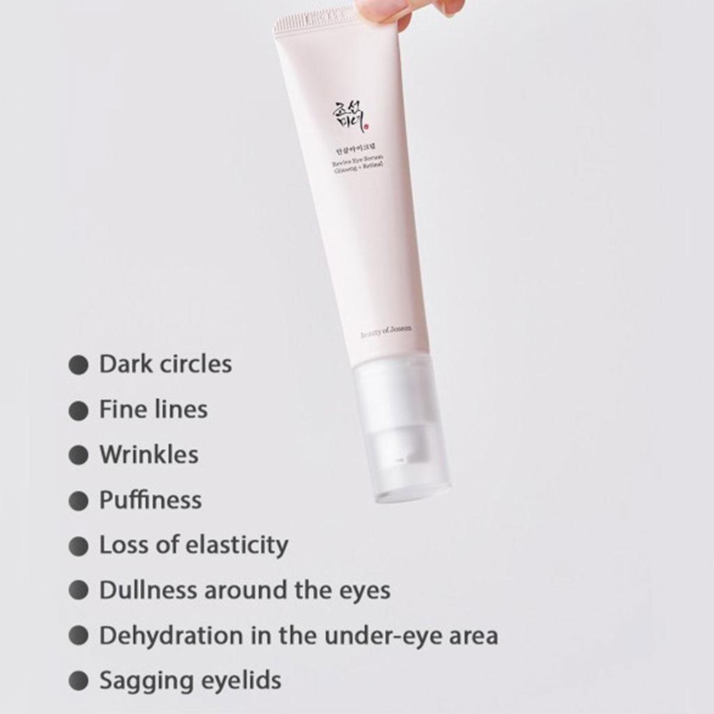 Beauty of Joseon Krem pod oczy z żeń-szeniem 30ml, Długotrwałe Nawilżenie, Łagodzi Suchość, Delikatna Formuła, Nie Tłusty, Codzienna Pielęgnacja Okolic Oczu, K-Beauty, Koreański Makijaż
