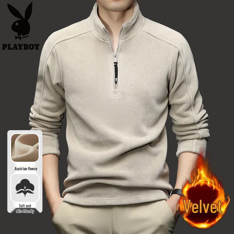 Playboy Men s Winter Fleece-Lined Half-Zip Stand Collar Sweatshirt 3XL