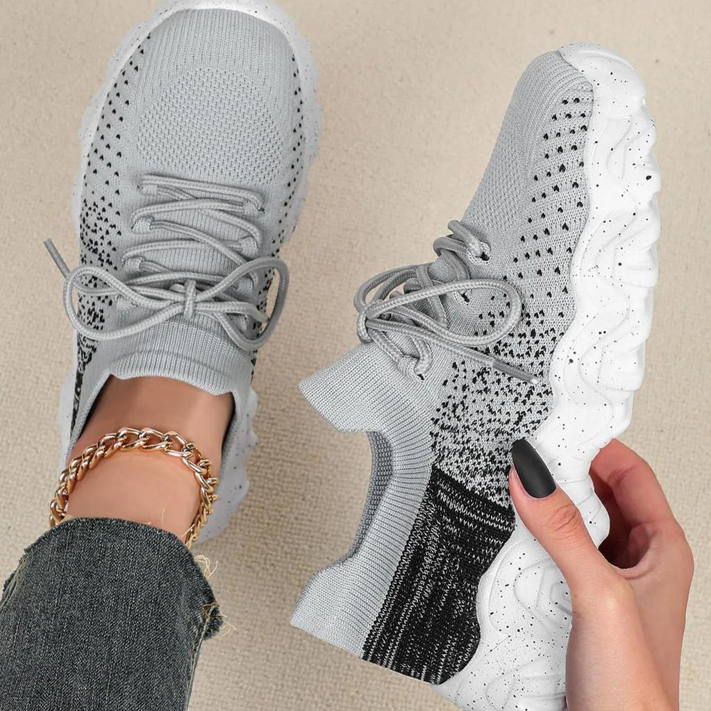 Atmungsaktive Plateau-Sneaker Gestrickte klobige Schuhe für Damen Herren Freizeitschuhe Trendige Socken-Schuhe Rutschfest Verschleißfest