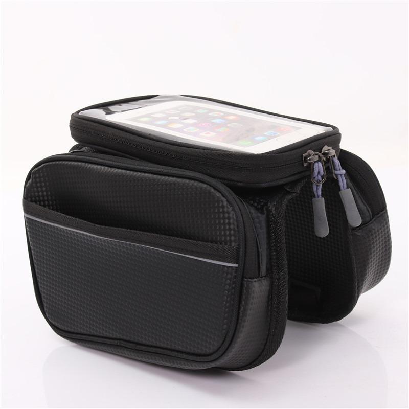 

Bike Front Beam Bag with Large Capacity Touch Screen Waterproof Phone Storage Tool Riding Accessories чёрный