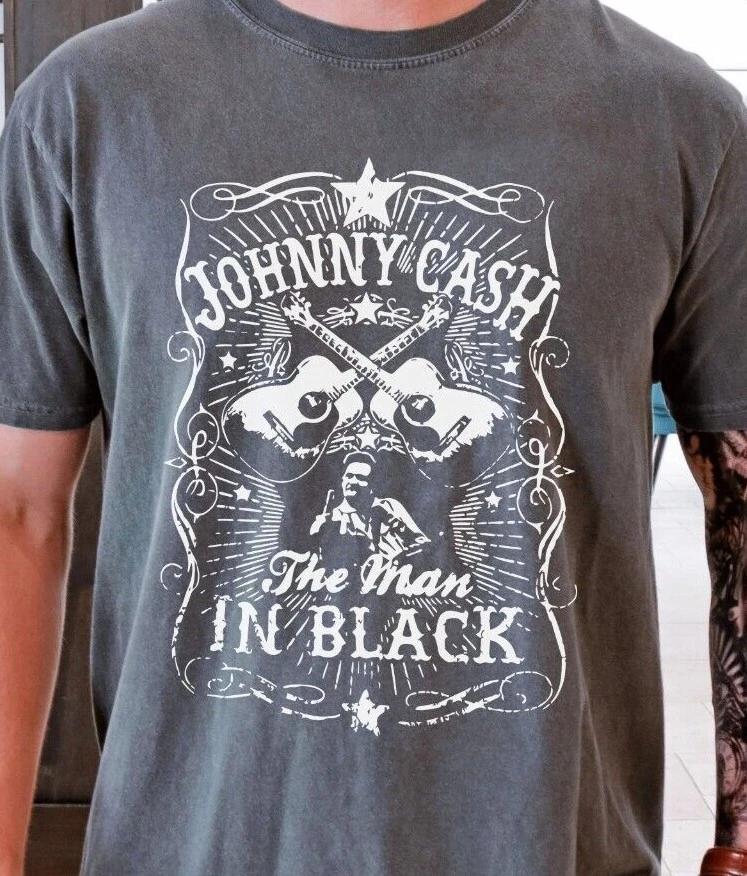Футболка Johnny Cash The Man In Black Рок-группа на футболке Premium Comfort Colors S