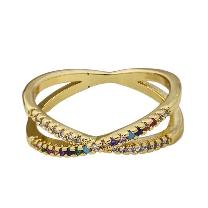 Einfacher Ins-Stil Ring mit farbigem Zirkon für Damen