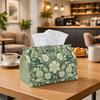 1pc Sage Green Damask Tissue Box with Symmetrical Floral Retro Pattern - Durable Napkin Holder Suitable for Car, Kitchen, Dining Table, Home Decor, Ho