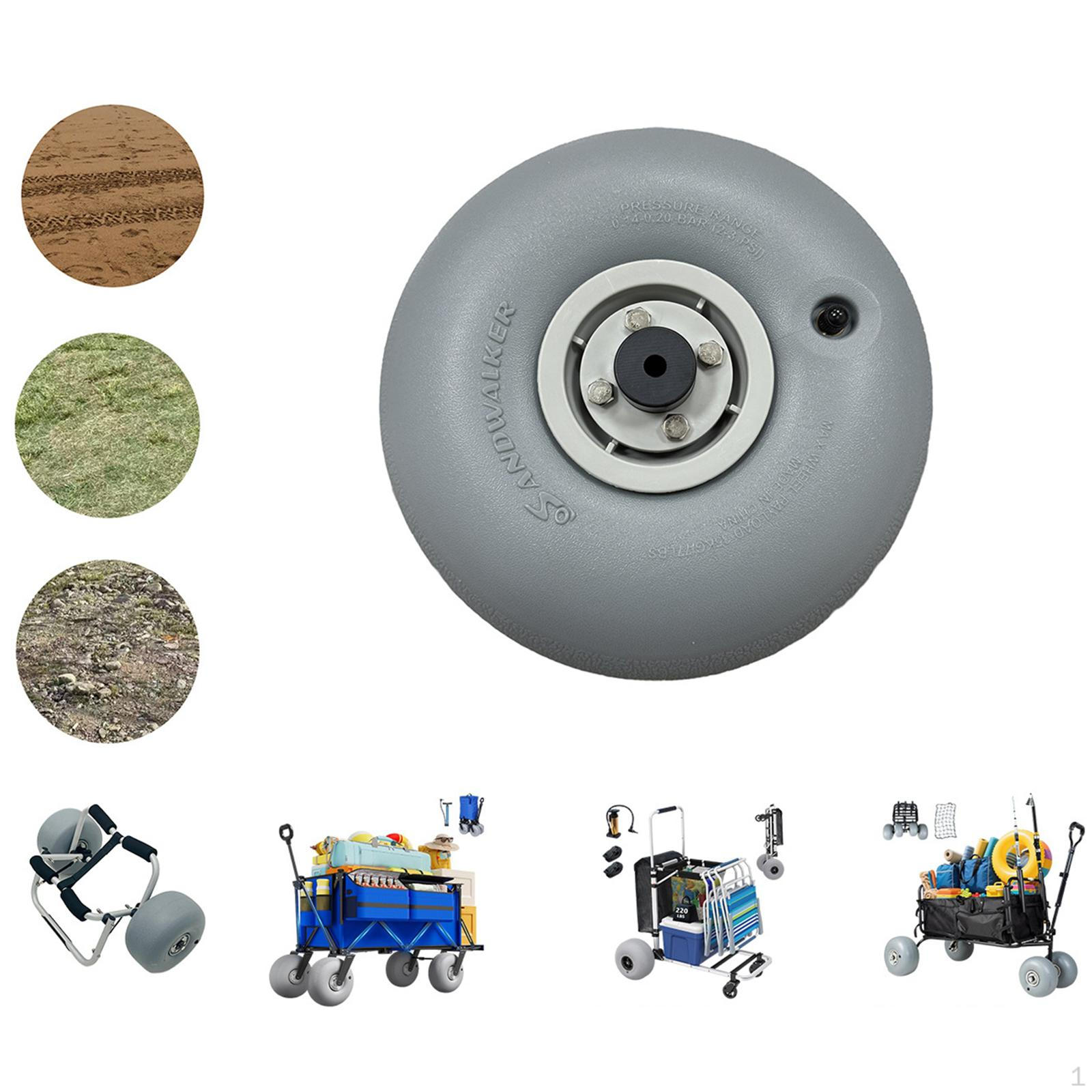 

Balloon Wheels 9 inch Accessories Replace Part Inflatable Tire Gray for Beach Cart Rolling 8.5 Bushing