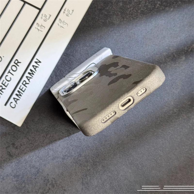 Luxusní maskovací kožený nárazuvzdorný magnetický kryt Armor pro iPhone 16 Pro 15 14 13 12 Pro Max MagSafe Wireless Charge Cover