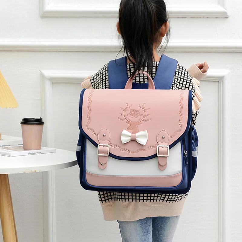 School Bags Girls Orthopedic Backpack Cute Waterproof SchoolBag for Teenage Flip Book Bag Student Grade 1-3