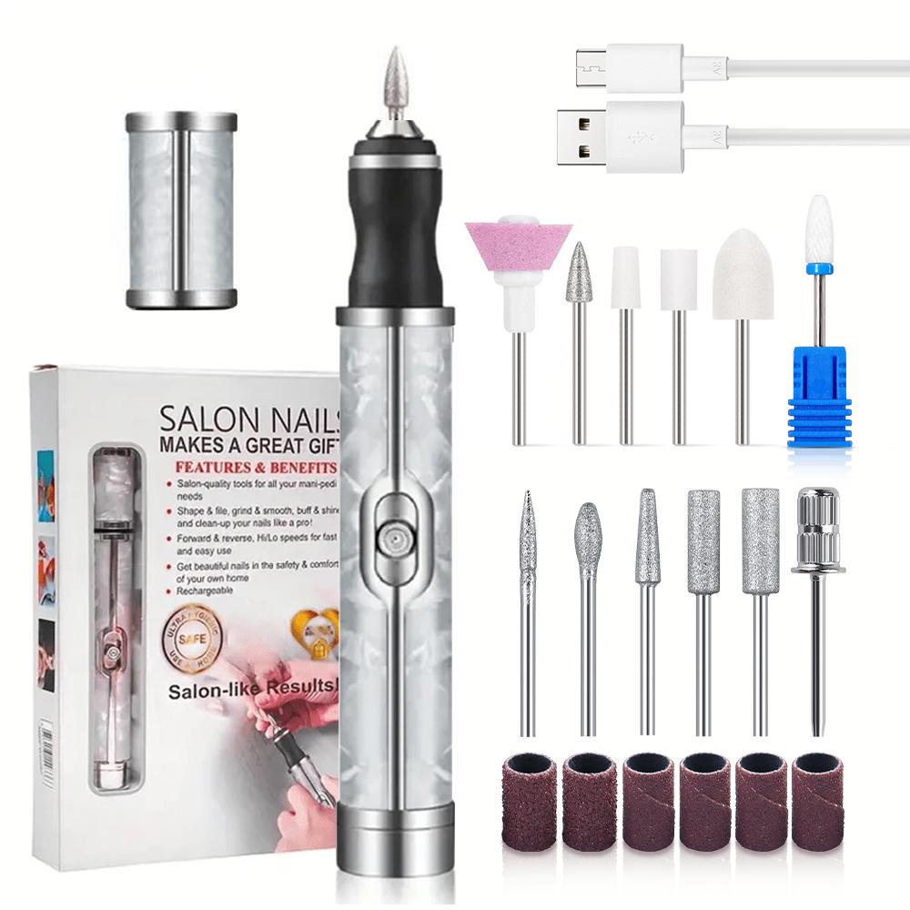 Nail Drill Set Nail File Portable Rechargeable Scrub Machine Nail Sharpening Home Professional Salon Nail Art Set