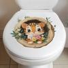 Cartoon Tiger in Tree Hollow Toilet Wall Sticker Self-Adhesive Removable Bathroom Cute Home Decor Art