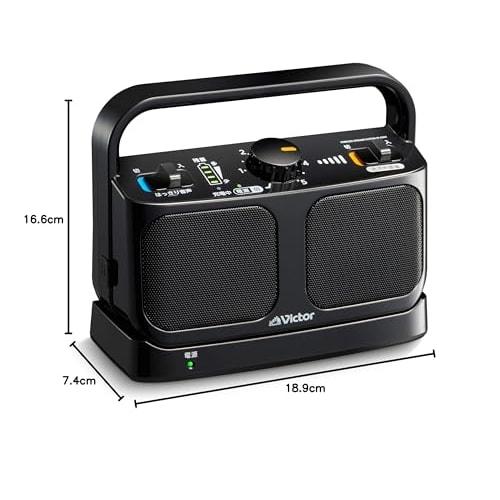 JVC Kenwood Victor SP-A900-B Wireless Handheld TV Speaker, Black, Mimiraku Series, Easy Operation, Lightweight, Waterproof, 20 Hours of Continuous Pla