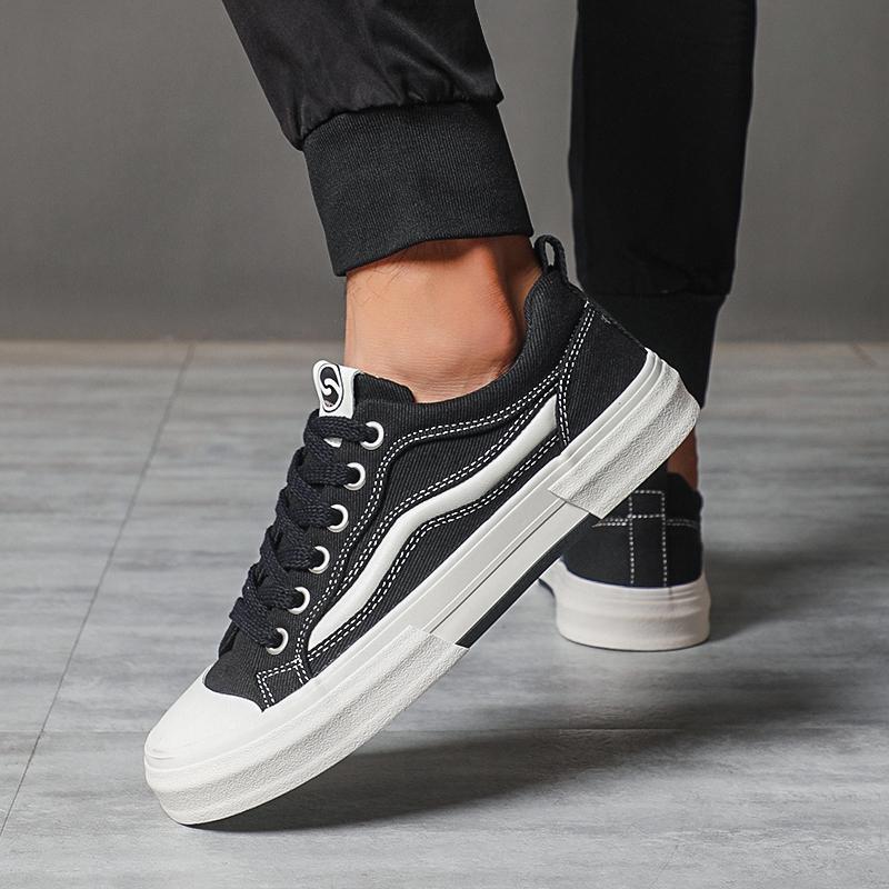 Fashion Men's Canvas Shoes Breathable Comfortable Hard Wearing Round Toe Flat Casual Shoes Lace Up Non Slip Platforms Sneakers SS25840