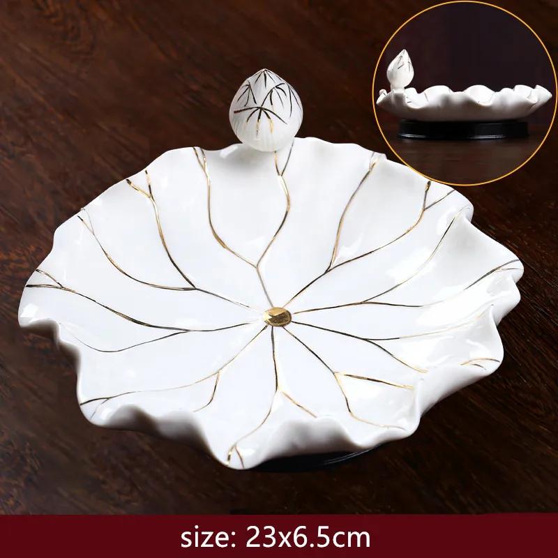 Buddha Hall Ceramics Lotus Leaf The Fruit Plate Ornaments Living Room Coffee Table Snack Plate Bogu Frame Home Decor Supplies