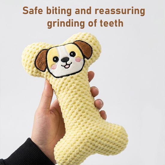 Plush Bone Dog Toy Soft Bone Dog Chew Toy with Gentle Sound Low Noise Tooth Cleaning Toy for Small Medium Dogs Teething Snuggling