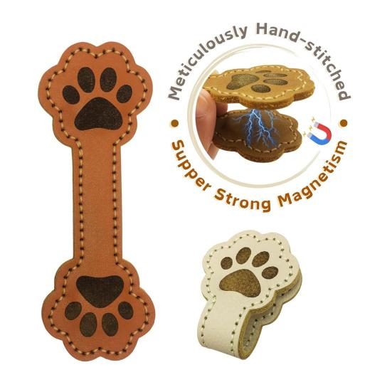 3 Pcs Magnetic Faux Leather Bookmark Cute Cat Face/Paw Shape Strong Magnet Page Clips Reading Accessory for Book Lovers Teachers Students Reader
