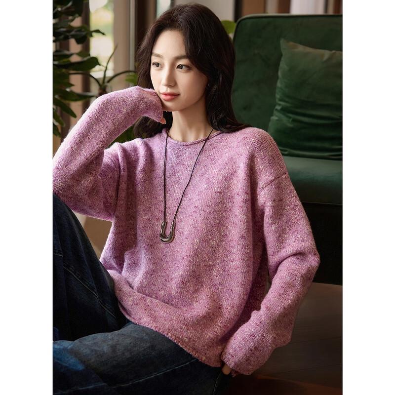 Элегантный вязаный свитер из смесовой хлопковой пряжи с блеском M