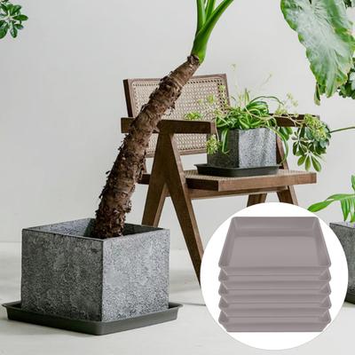 5 Stück quadratische Blumentopf-Tabletts aus Kunststoff fangen überschüssiges Wasser und verschüttete Erde für Blumentopf-Tabletts für Zimmerpflanzen auf