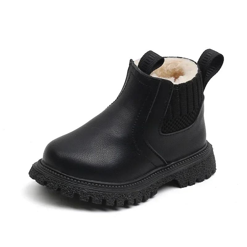 Skin-friendly Velvet Children Winter Boots Chelsea Boots Kids Girl Leisure Baby Boy Platform School Shoes Child I07168