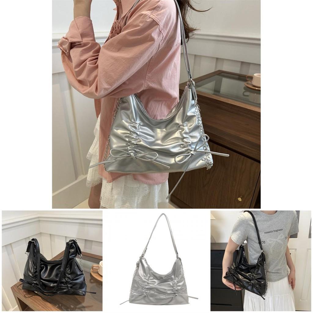 Stylish Folded Bow Large Capacity Backpack For Women In Fashionable Colors For College