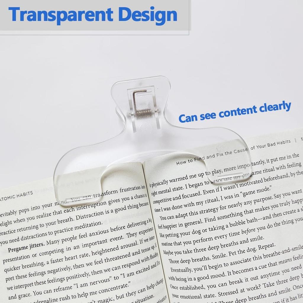 Heavy-Duty Transparent Page Stopper Book Clip - Reinforced Thick Plastic Corner Bookmark with Secure Hold for Students, Office