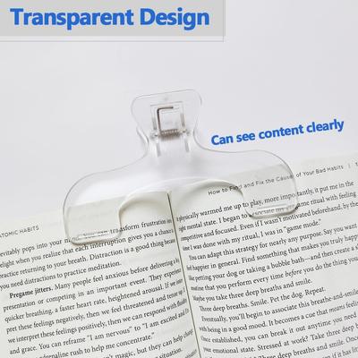 Heavy-Duty Transparent Page Stopper Book Clip - Reinforced Thick Plastic Corner Bookmark with Secure Hold for Students, Office