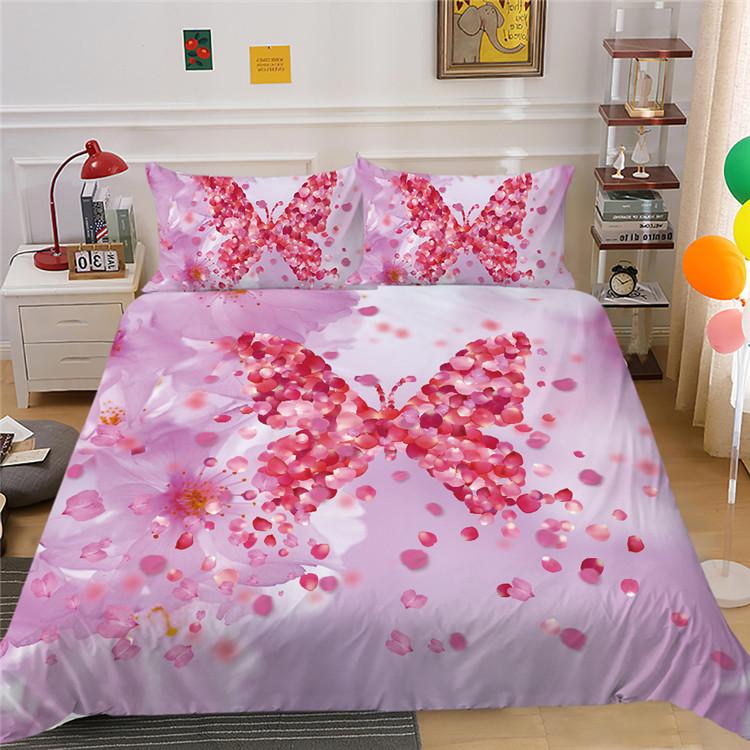 Polyester Bedding Two Or Three-Piece Butterfly Digital Printing