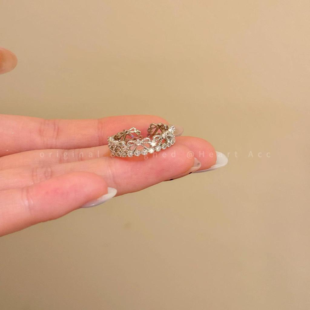 Stylish Silver Zircon Ring for Women - Light Luxury Open Design, Perfect for Index Finger