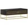 Day and Night - Day and Night Solid Black and Gold Mango Wood Coffee Table 90x50x35cm