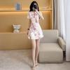 Elastic Floral Cheongsam Dress Set for Young Women