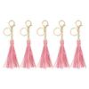 Uxcell 5-Piece Set of Leather Keychain Tassels for Women, Lobster Buckle Key Rings for Handbags, Wallets, and DIY Crafts, Pink