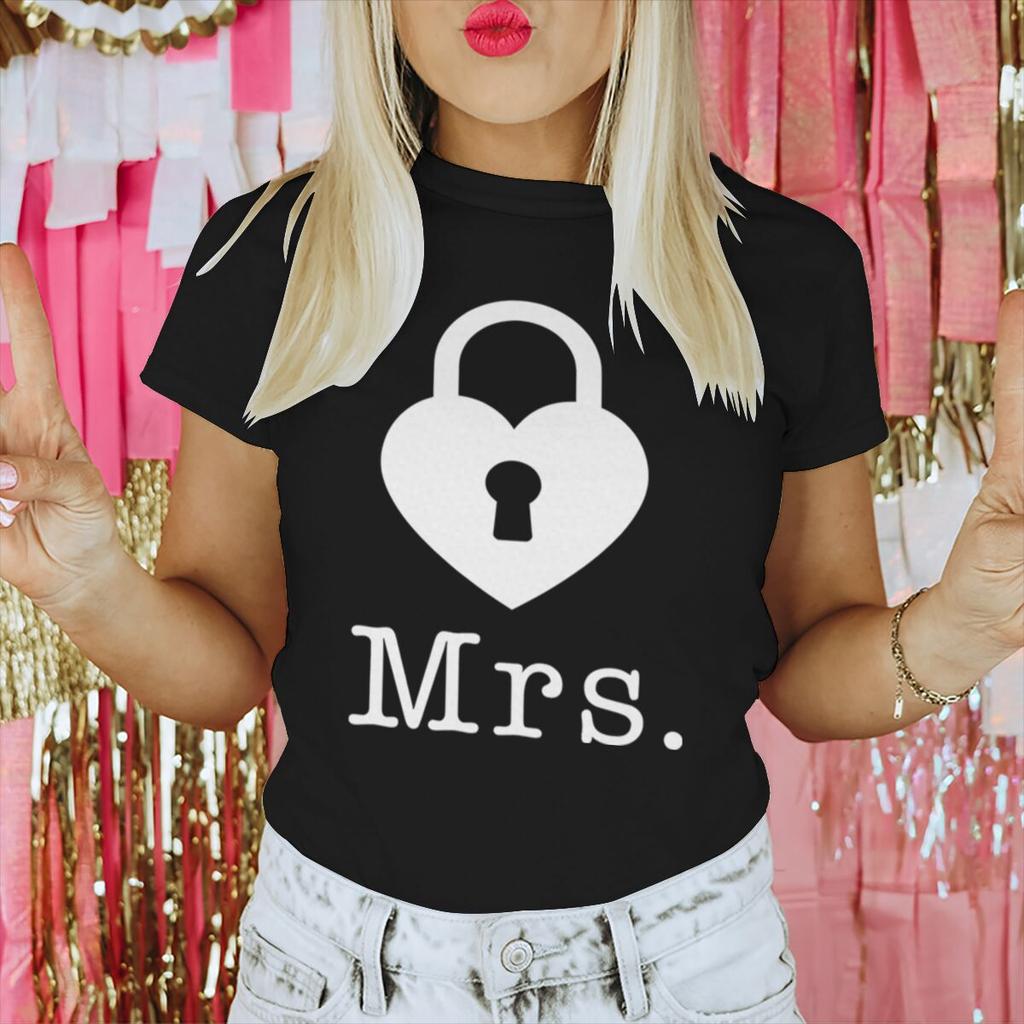 Fun Lock and Key Print Couple Matching Tshirt Men Women Marriage Anniversary Tee Fashion Short Sleeve Valentine Gift Streetwear