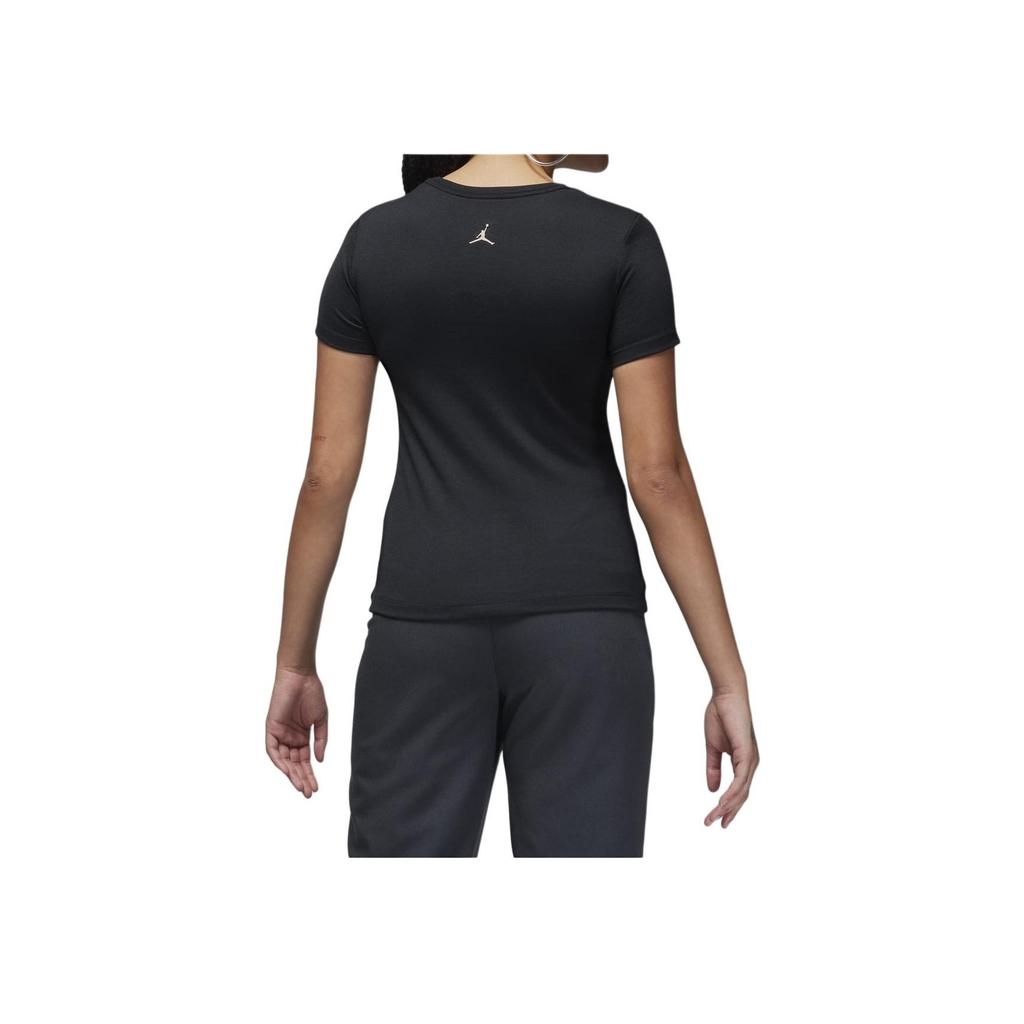 Jordan Slim Fit Round Neck Short Sleeve T-Shirt Women Tops Black FN5390-010