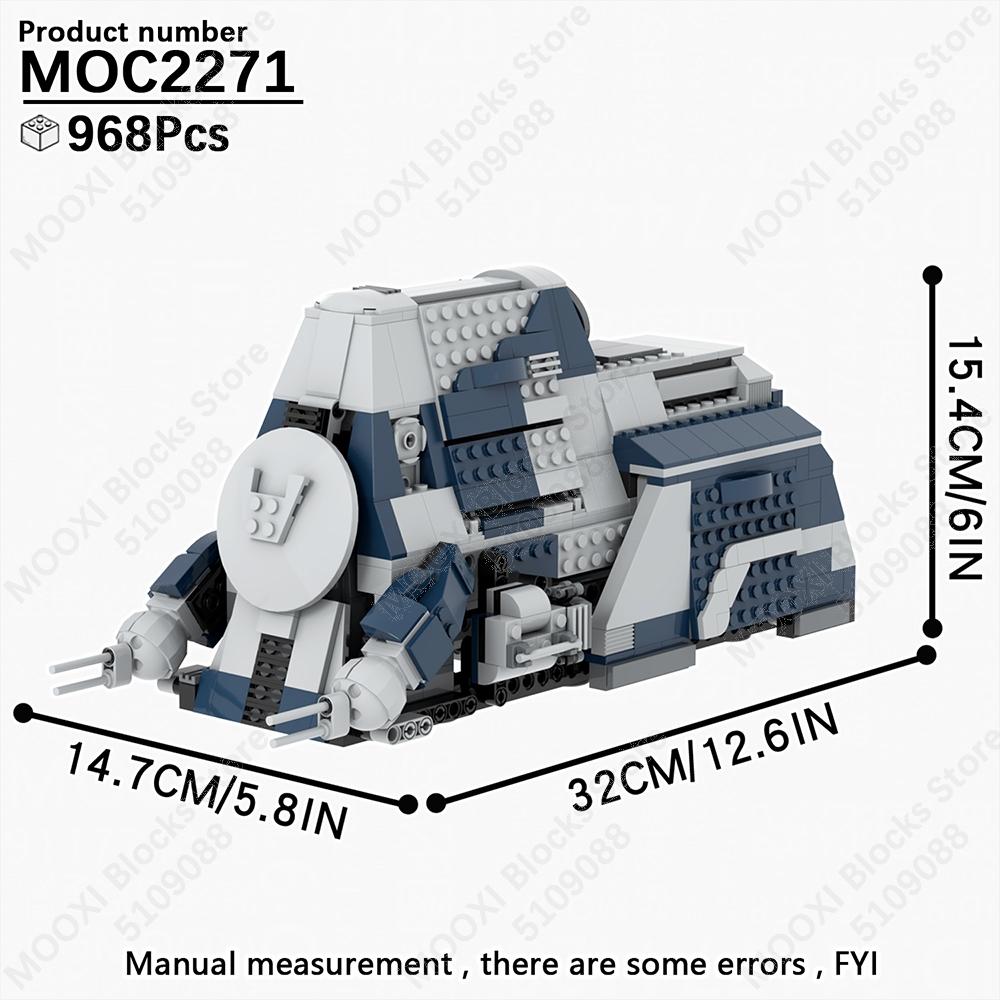 MOOXI Star Wars Mech Veicolo Cannone Carro Armato Armi Nave da Trasporto Soldati Modello Mattoncini Fai da Te Blocchi da Costruzione Assemblati Giocattolo per Bambini