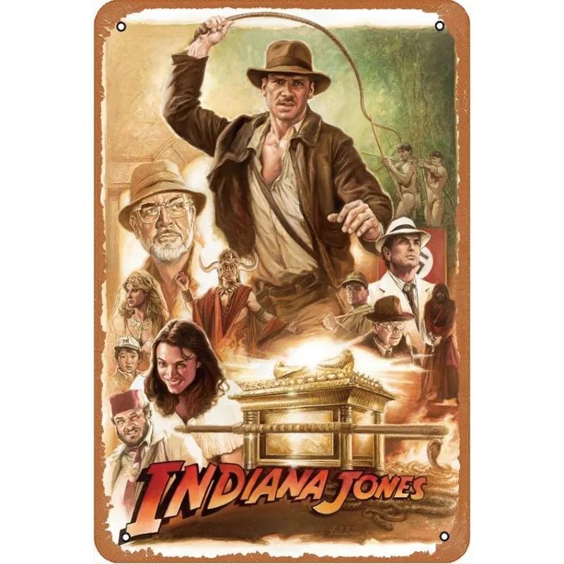 Classic Movie Tinplate Poster Indiana Jones Metal Sign Retro Industrial Wall Decor Plaque Bar Garage Home Tin Sign Art Plates
