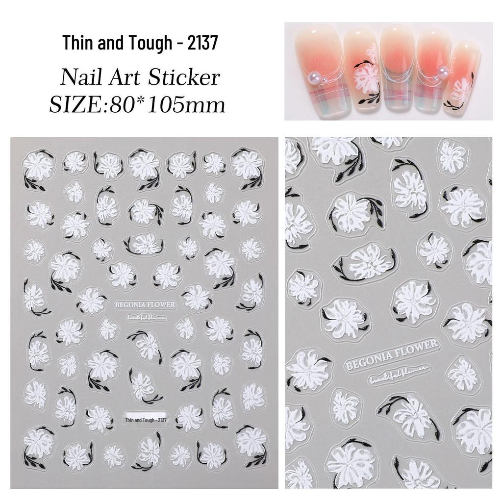 Spring/Summer Daisy Nail Art Stickers – Flat Back Adhesive, Hand-Painted Style for DIY Nail Decoration