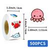 500 Pictures/roll Undersea Creature Graffiti Stickers for Children's Reward Cartoon Stickers
