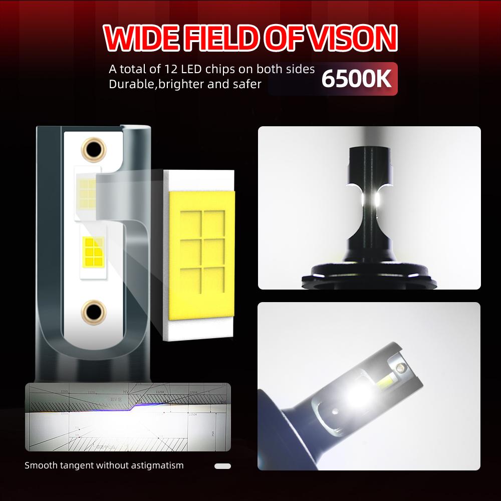 H4 Headlamps 9005/HB3 H1 H7 H11/H8 H13 LED Bulbs 26000LM 6500K White Plug-N-Play Super Bright 50000hrs Lifespan 2PCS