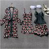 European & American Women's Sexy Lace Pajamas, Plus Size, 4-Piece Set - Homewear & Lingerie