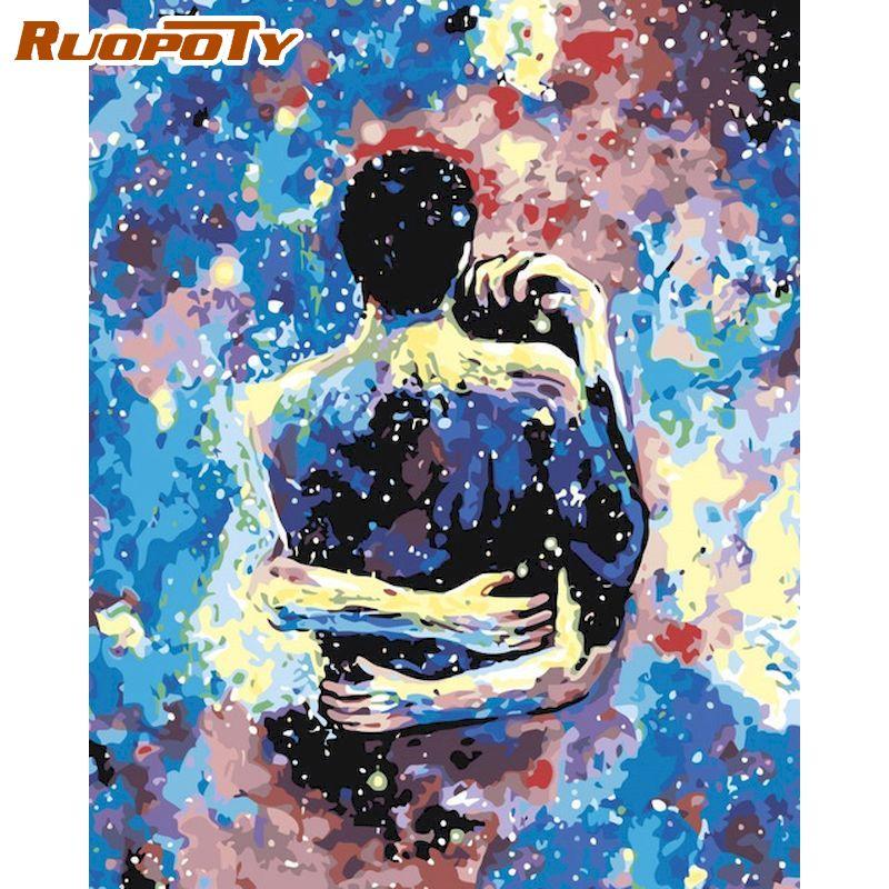 Купить Ruopoty пара, обнимающие картины по номерам, краски, настенное ...