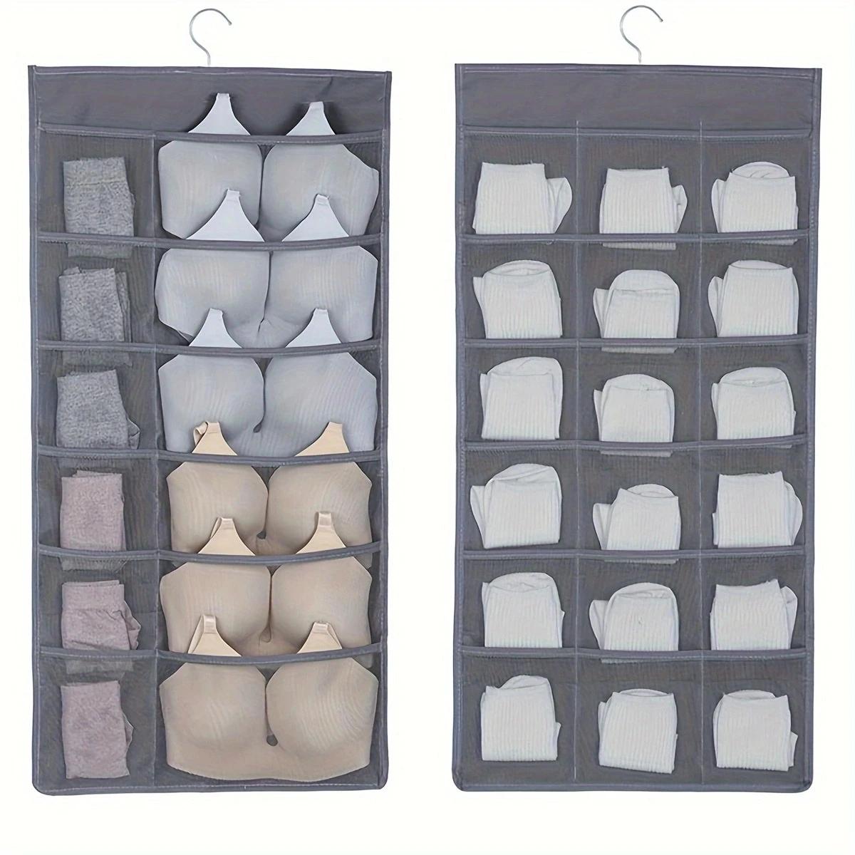 

1PC -Socks, underwear storage, wardrobe hanging bag for small item storage, wall door, suitable for sorting and organizing bags серый