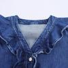 Versatile Autumn Lace Trim Denim Lapel Shirt for Women
