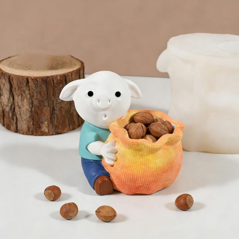 Food Safe Silicone Pig Carrying Sacks Mould Handmade Candle Crafting Tool Irregular Shape